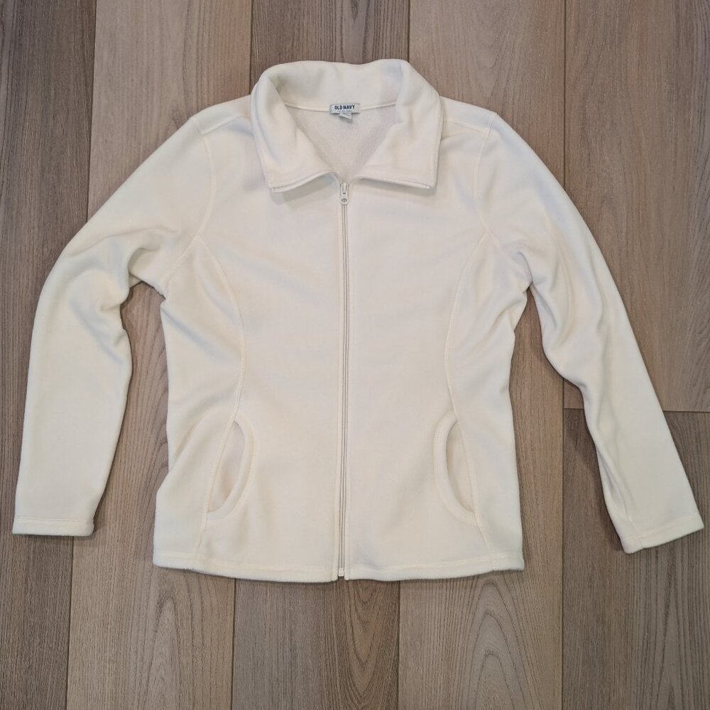 Old Navy Cream Color Full Zip Fleece Women's Size L